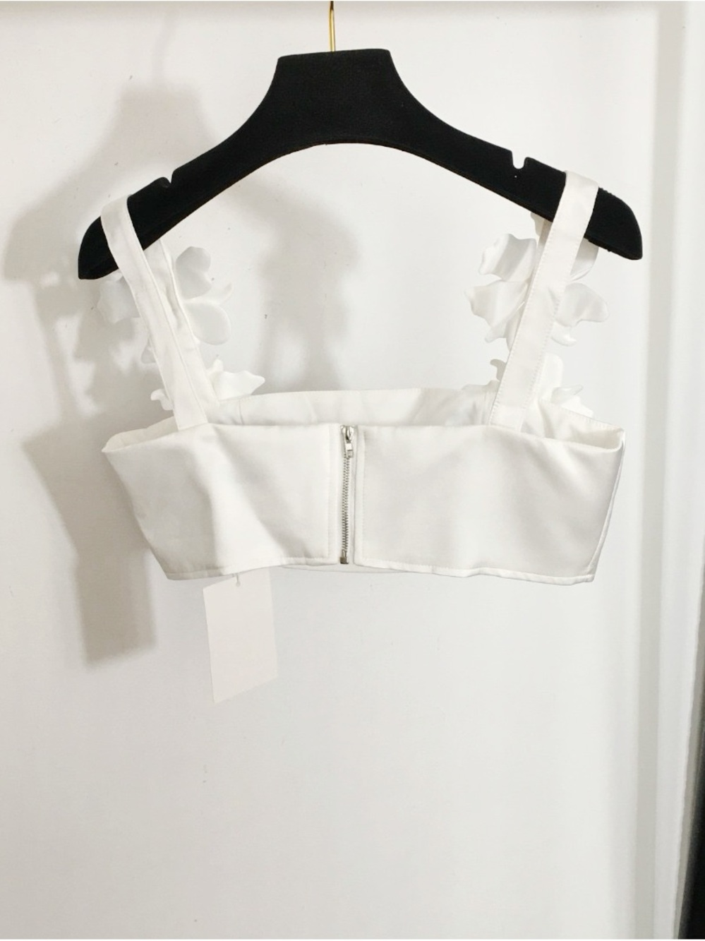 Runway Style 3D Floral Applique 2-Piece Set Crop Top & Midi Skirt White - Picture 12 of 14